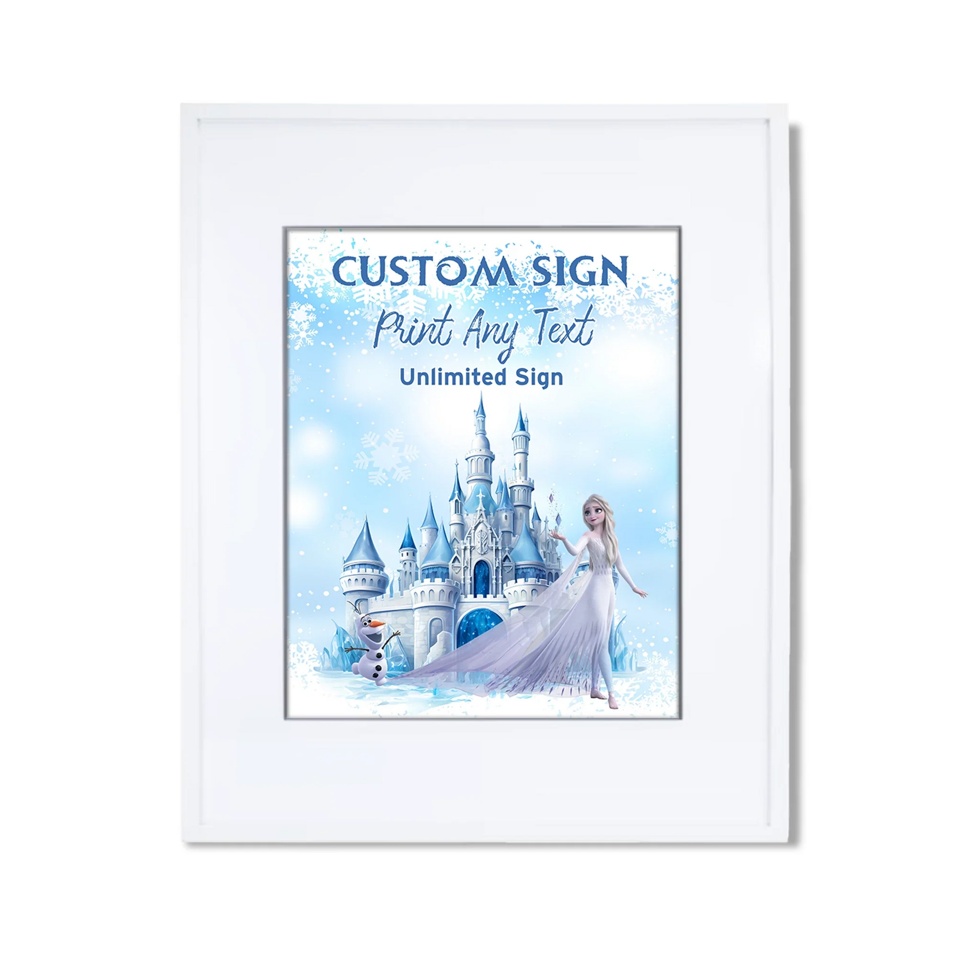 Frozen Custom Sign with a personalized message for decorating a Frozen-themed party or event