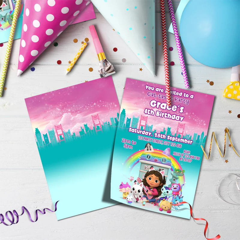 Gabby's Dollhouse Birthday Decorations, Gabby Party Supplies, Pandy Paws Themed, Gabby TV series Digital Template, Editable Gabby's Dollhouse Image SVG PNG