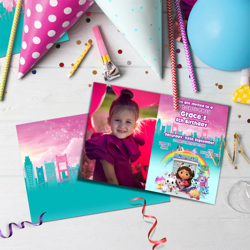 Gabby's Dollhouse Birthday Decorations, Gabby Party Supplies, Pandy Paws Themed, Gabby TV series Digital Template, Editable Gabby's Dollhouse Image SVG PNG