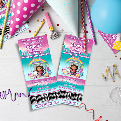Gabby's Dollhouse Birthday Decorations, Gabby Party Supplies, Pandy Paws Themed, Gabby TV series Digital Template, Editable Gabby's Dollhouse Image SVG PNG