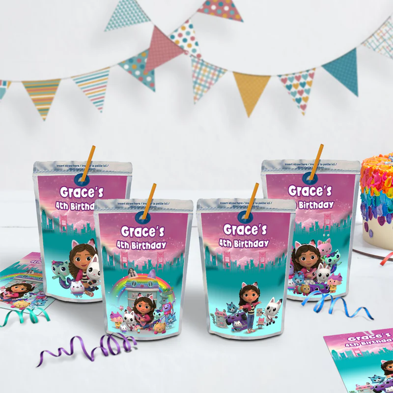 Gabby's Dollhouse Birthday Decorations, Gabby Party Supplies, Pandy Paws Themed, Gabby TV series Digital Template, Editable Gabby's Dollhouse Image SVG PNG