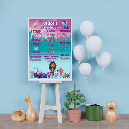 Gabby's Dollhouse Birthday Decorations, Gabby Party Supplies, Pandy Paws Themed, Gabby TV series Digital Template, Editable Gabby's Dollhouse Image SVG PNG