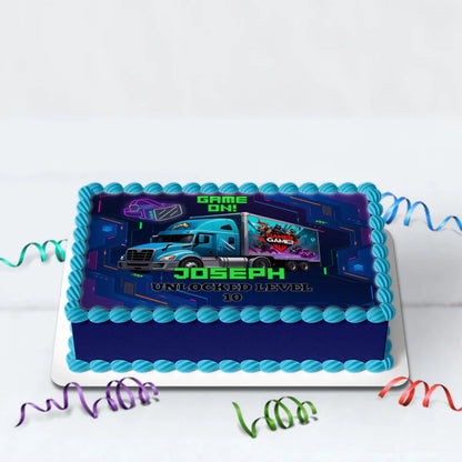 Game Truck Birthday Decorations, Video Games Party Supplies, VR Games Themed, VR Neon Digital Template, Editable Game Truck Image SVG PNG