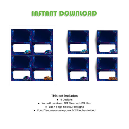 Game Truck Food Cards – Personalized Buffet Table Labels