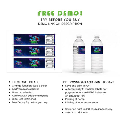 Buy Game Truck Water Bottle Labels – Custom Drink Party Labels