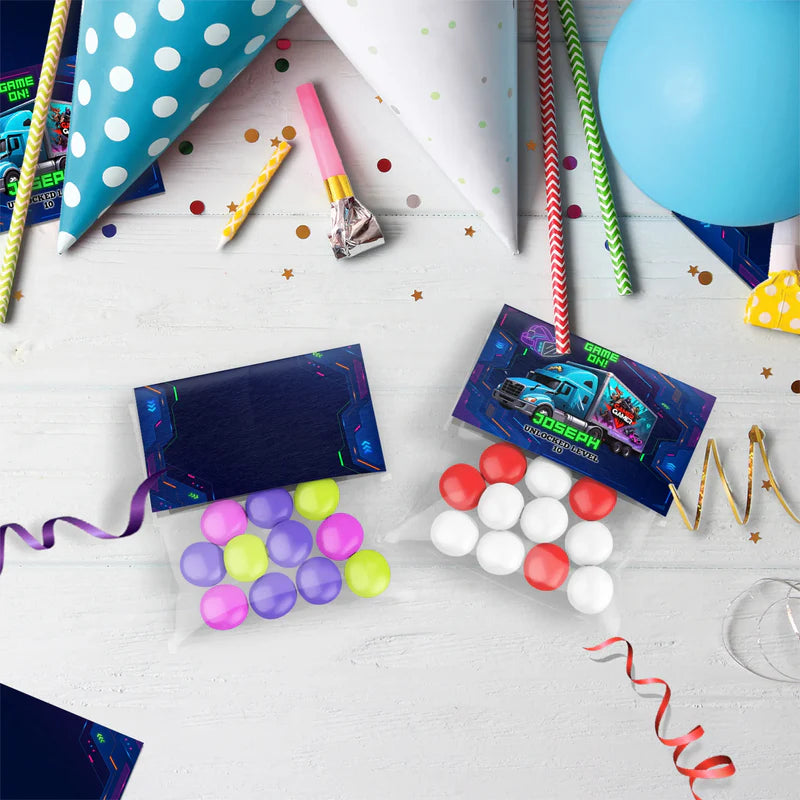 Game Truck Birthday Decorations, Video Games Party Supplies, VR Games Themed, VR Neon Digital Template, Editable Game Truck Image SVG PNG