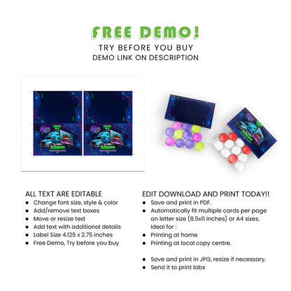 Buy Game Truck Treat Bag Topper Labels – Custom Party Toppers