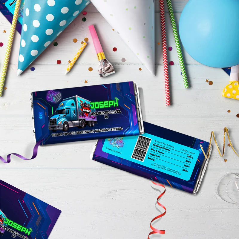 Game Truck Birthday Decorations, Video Games Party Supplies, VR Games Themed, VR Neon Digital Template, Editable Game Truck Image SVG PNG