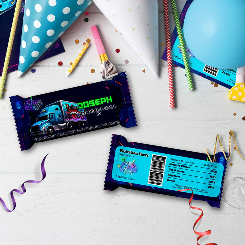 Game Truck Birthday Decorations, Video Games Party Supplies, VR Games Themed, VR Neon Digital Template, Editable Game Truck Image SVG PNG