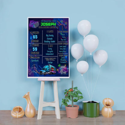 Game Truck Birthday Decorations, Video Games Party Supplies, VR Games Themed, VR Neon Digital Template, Editable Game Truck Image SVG PNG