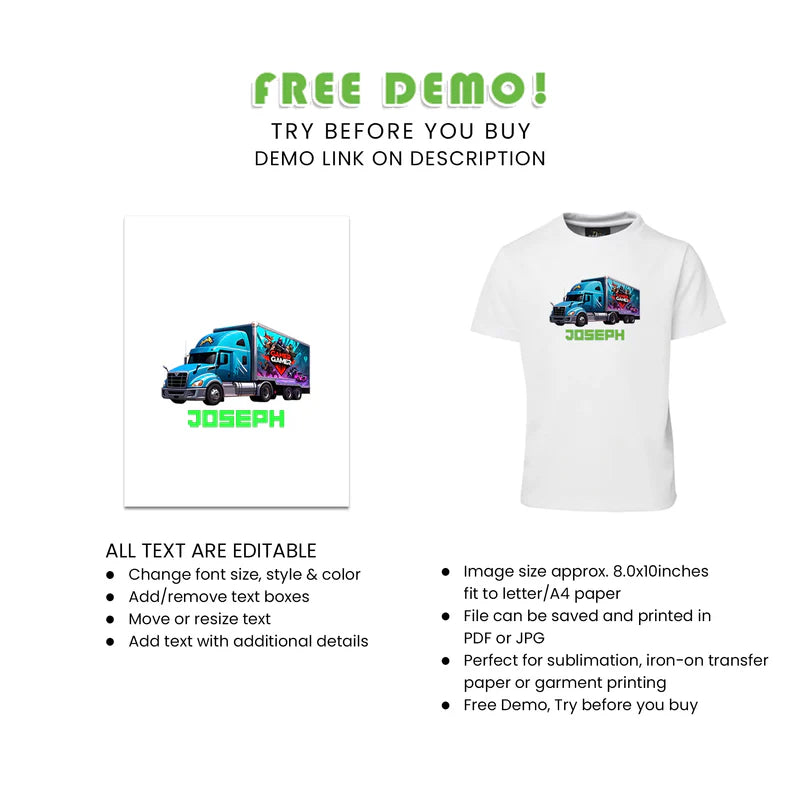 Game Truck Sublimation T-Shirt – Personalized Custom Party Shirt