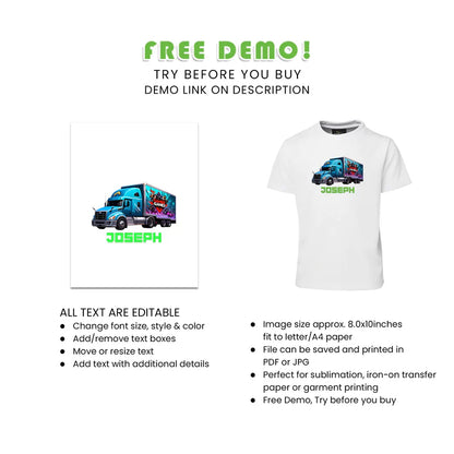 Game Truck Sublimation T-Shirt – Personalized Custom Party Shirt