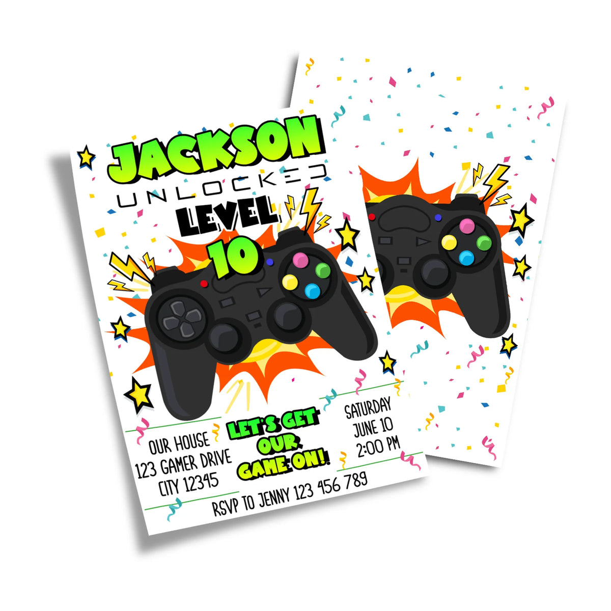 Controller Invites Gaming Controller Playstation Personalized Birthday Card Invitations ...