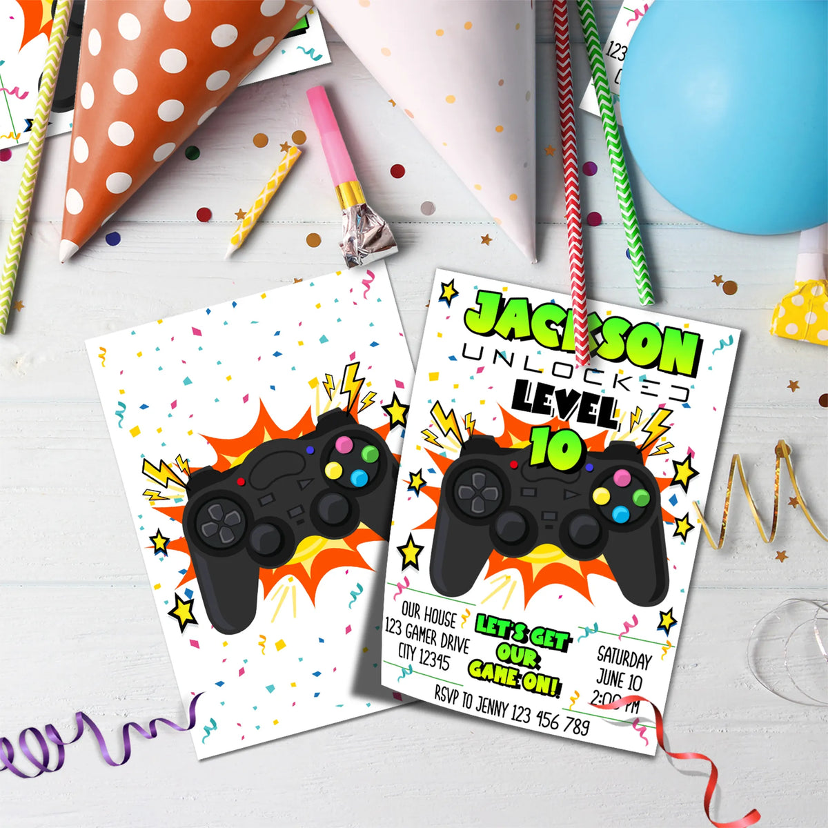 Controller Invites Gaming Controller Playstation Personalized Birthday Card Invitations ...