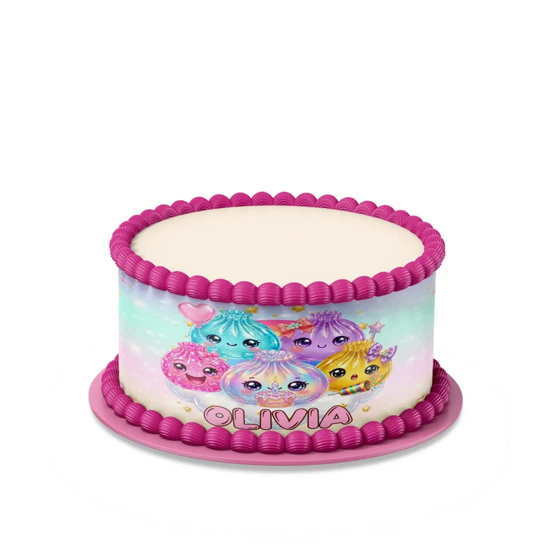 Glitter Dumpling custom cake strips with sparkly accent patterns displayed neatly on a clean white background