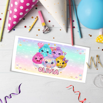 Mystery Box Birthday Decorations, Squishy Toy Party Supplies, Glitter Dumpling Themed, Viral kids toy Digital Template, Editable Glitter Dumpling Image SVG PNG