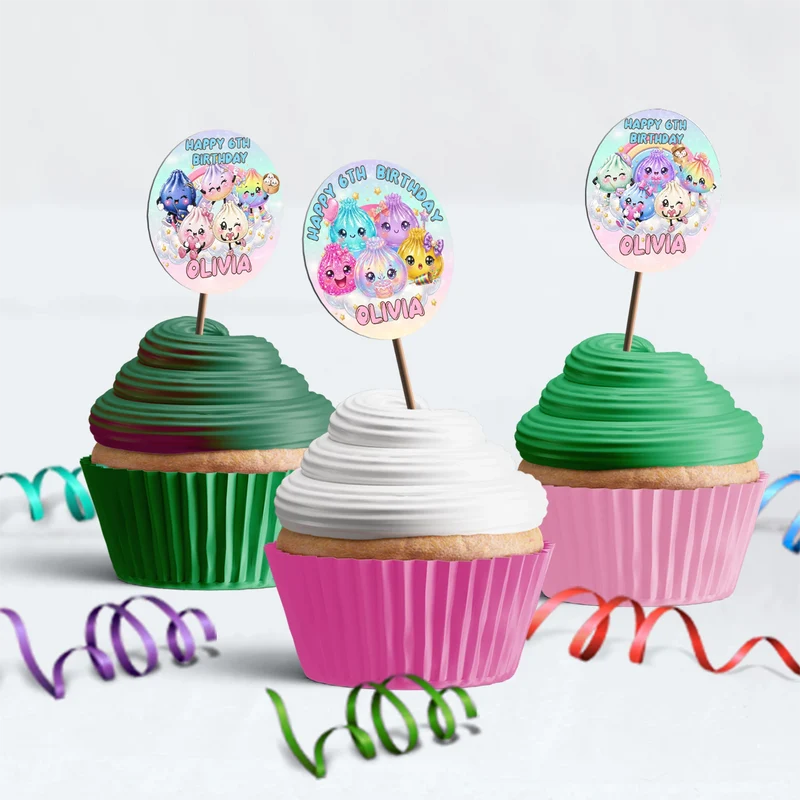 Mystery Box Birthday Decorations, Squishy Toy Party Supplies, Glitter Dumpling Themed, Viral kids toy Digital Template, Editable Glitter Dumpling Image SVG PNG