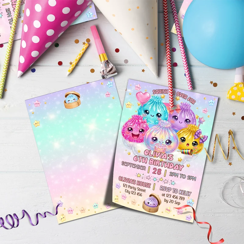 Mystery Box Birthday Decorations, Squishy Toy Party Supplies, Glitter Dumpling Themed, Viral kids toy Digital Template, Editable Glitter Dumpling Image SVG PNG