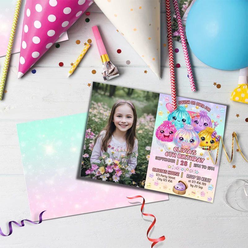 Mystery Box Birthday Decorations, Squishy Toy Party Supplies, Glitter Dumpling Themed, Viral kids toy Digital Template, Editable Glitter Dumpling Image SVG PNG