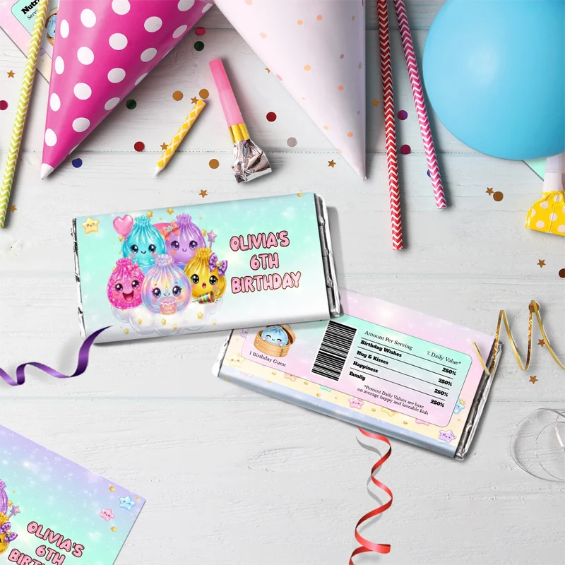 Mystery Box Birthday Decorations, Squishy Toy Party Supplies, Glitter Dumpling Themed, Viral kids toy Digital Template, Editable Glitter Dumpling Image SVG PNG