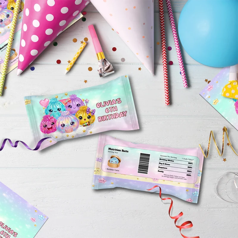 Mystery Box Birthday Decorations, Squishy Toy Party Supplies, Glitter Dumpling Themed, Viral kids toy Digital Template, Editable Glitter Dumpling Image SVG PNG