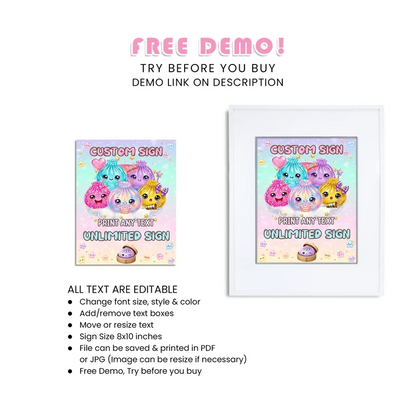 Glitter Dumpling Custom Sign Printable Digital Download
