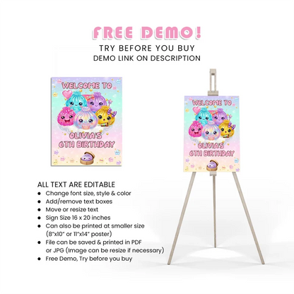 Glitter Dumpling Welcome Sign Printable Digital Download