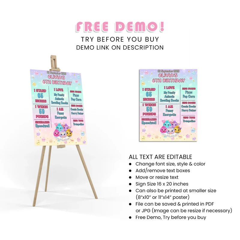 Glitter Dumpling Milestone Poster Printable Digital Download