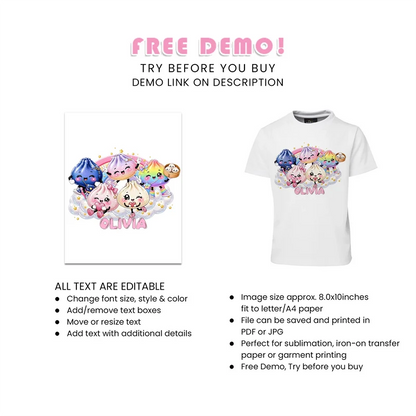 Glitter Dumpling Sublimation T-Shirt Digital Download