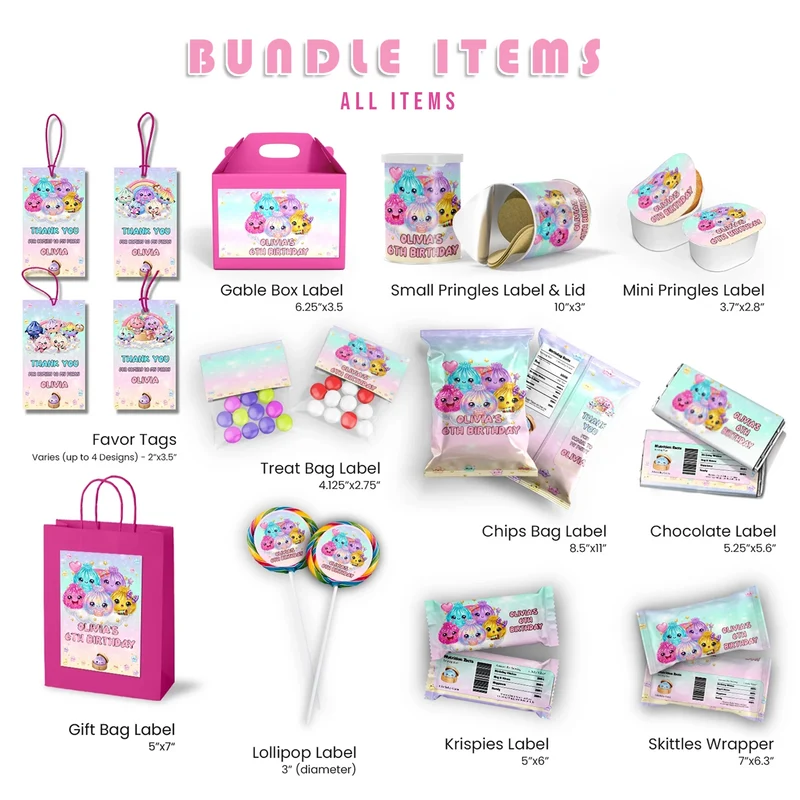 Mystery Box Birthday Decorations, Squishy Toy Party Supplies, Glitter Dumpling Themed, Viral kids toy Digital Template, Editable Glitter Dumpling Image SVG PNG