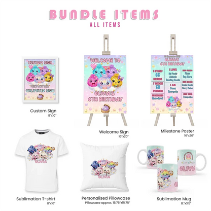 Glitter Dumpling Personalized Party Pack Bundle Printable Digital Download