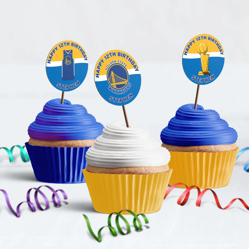 Golden State Warriors Birthday Decorations, NBA Team Party Supplies, Basketball Themed, GSW Stephen Curry Digital Template, Editable Golden State Warriors Image SVG PNG