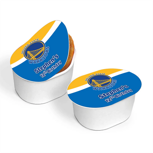 Golden State Warriors mini Pringles label circular sticker design with bold team logo