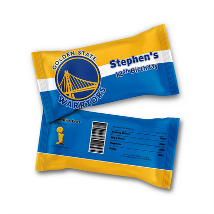 Golden State Warriors Skittles label in sticker format with colorful team-themed graphics