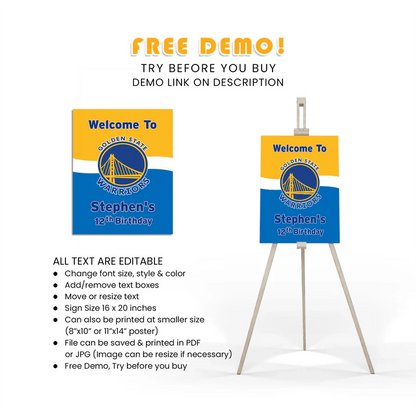 Golden State Warriors Welcome Sign Printable Party Display