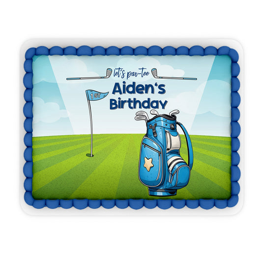 Mini Golf Personalized Edible Sheet Cake Images - Rectangle: Custom rectangular edible cake images with mini golf motif