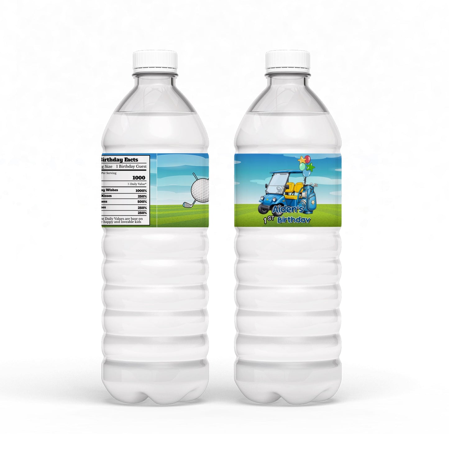 Mini Golf Water Bottle Label: Custom water bottle labels with vibrant mini golf artwork