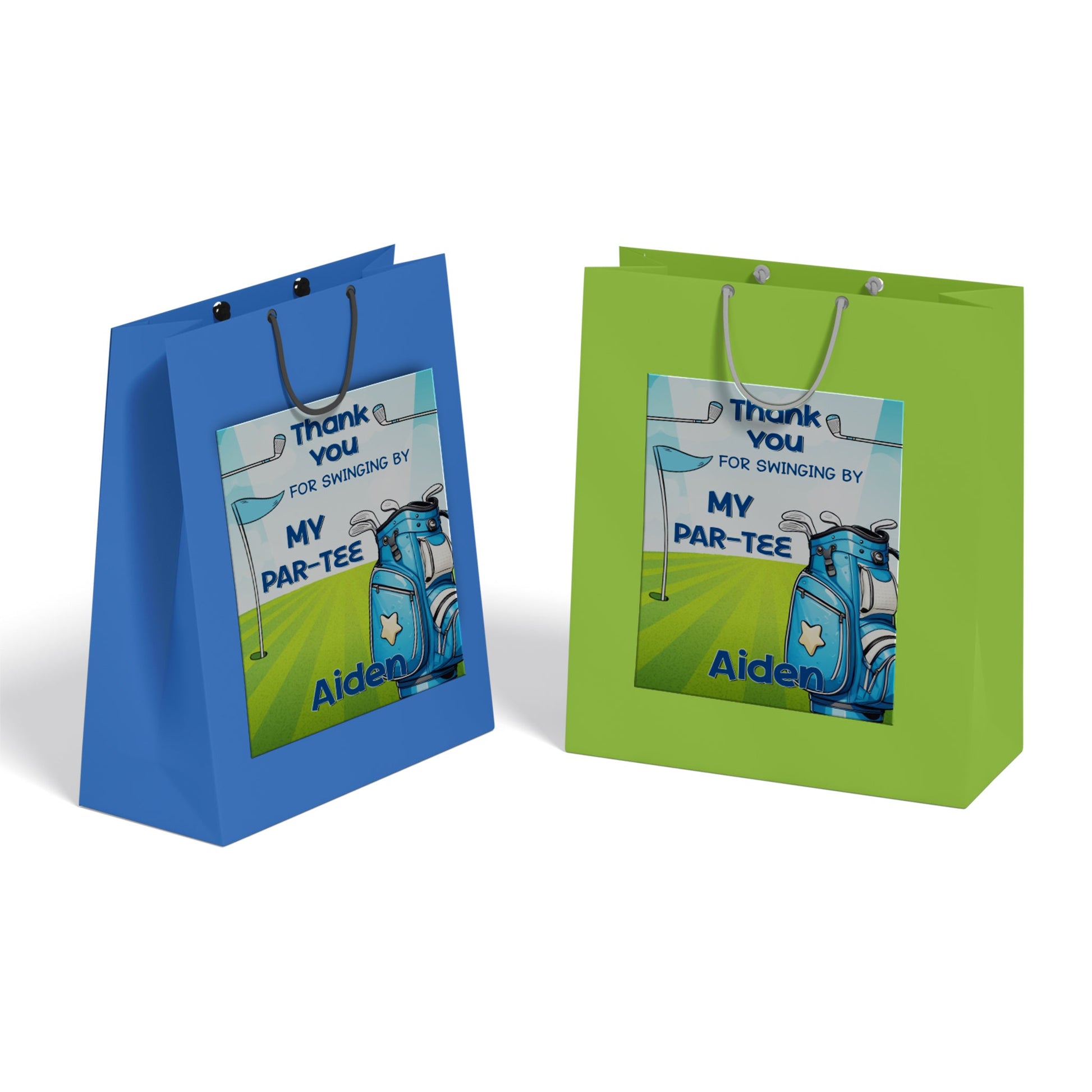 Mini Golf Goody Bag Label: Personalized goody bag labels featuring mini golf art