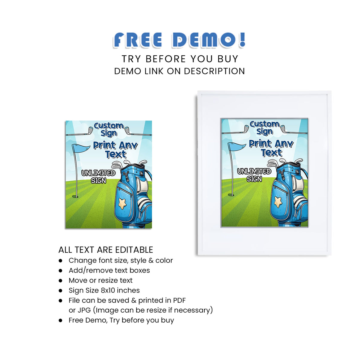 Table Sign Golf Custom Golf Signs - Personalize Your Golf Event with Unique Signage ...
