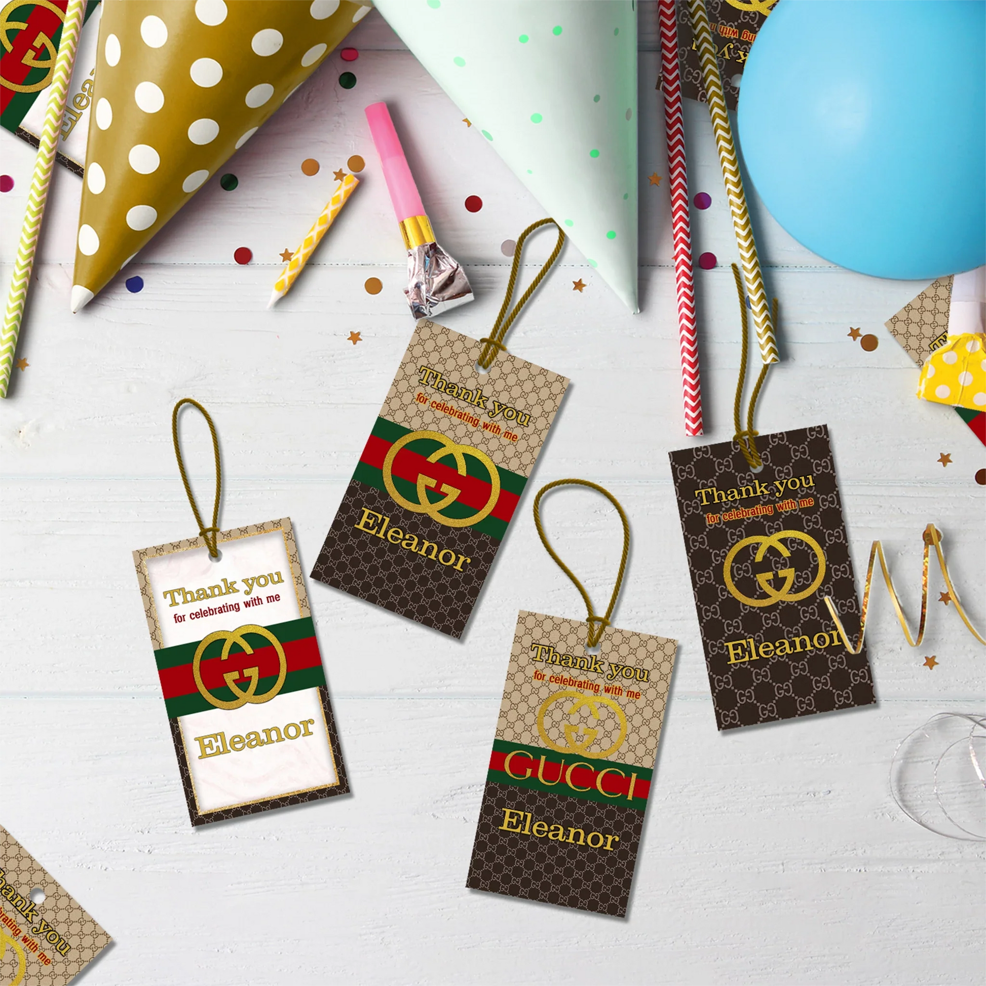 Gucci Inspired Birthday Decorations, Gucci Inspired Party Supplies, Gucci Inspired Themed, Gucci Style Inspired Digital Template, Editable Gucci Inspired Image SVG PNG