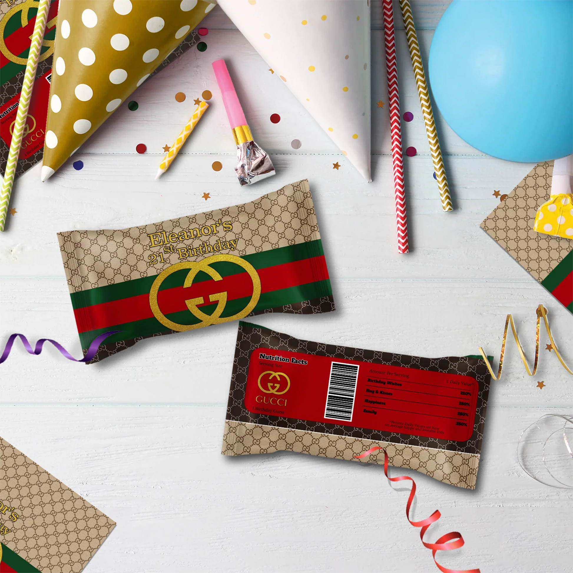 Gucci Inspired Birthday Decorations, Gucci Inspired Party Supplies, Gucci Inspired Themed, Gucci Style Inspired Digital Template, Editable Gucci Inspired Image SVG PNG