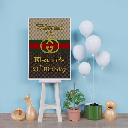 Gucci Inspired Birthday Decorations, Gucci Inspired Party Supplies, Gucci Inspired Themed, Gucci Style Inspired Digital Template, Editable Gucci Inspired Image SVG PNG