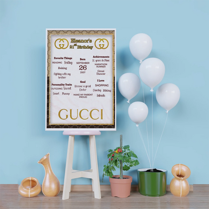 Gucci Inspired Birthday Decorations, Gucci Inspired Party Supplies, Gucci Inspired Themed, Gucci Style Inspired Digital Template, Editable Gucci Inspired Image SVG PNG