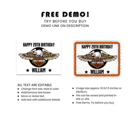 Rectangle Harley Davidson Edible Cake Images - Make Your Event Unforgettable