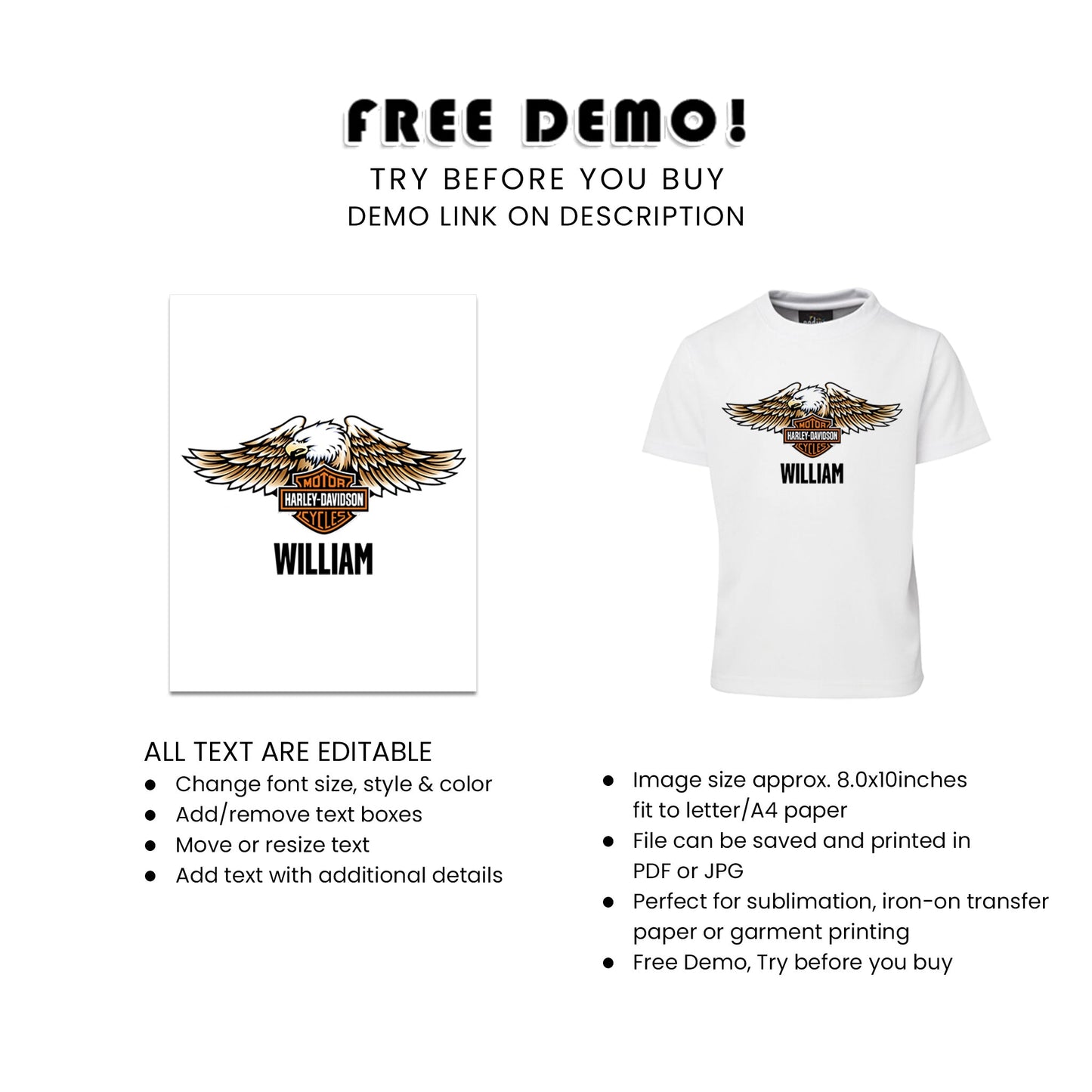 Harley Davidson Sublimation T-Shirt - Wear Your Passion with Custom Design