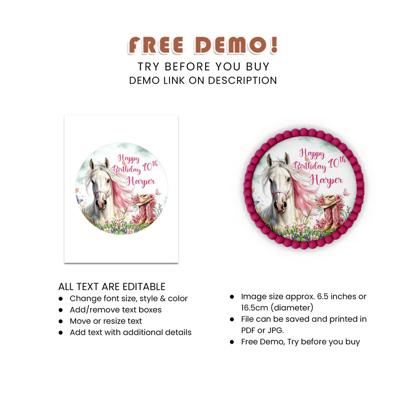 Horse Equestrian Edible Icing Sheet Cake Images Custom