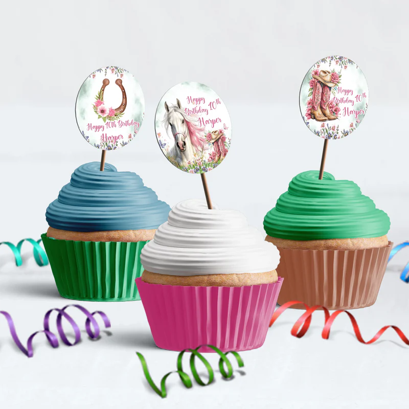 Horse Birthday Decorations, Cow girls Party Supplies, Horseshoe Themed, Horse Digital Template, Editable Horse Equestrian Image SVG PNG