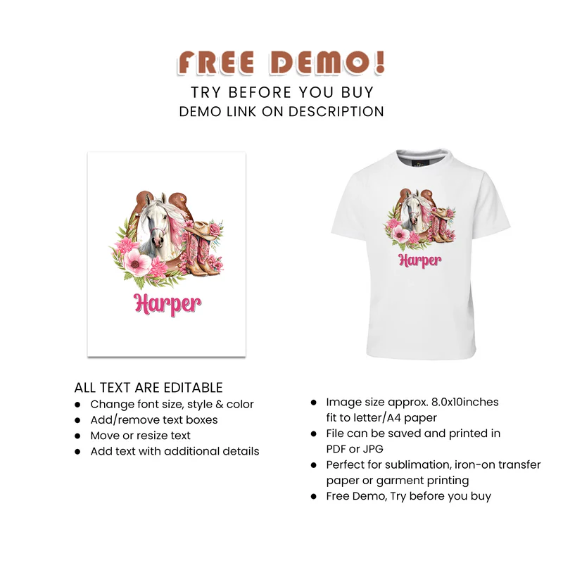 Horse Equestrian Sublimation T-Shirt Personalized Custom Gift