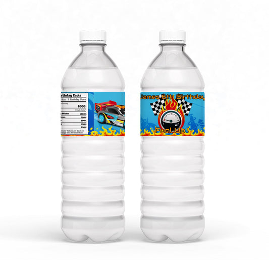 Hot Wheels Themed Water Bottle Label