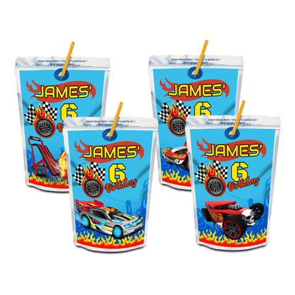 Juice Pouch Label with Hot Wheels Design